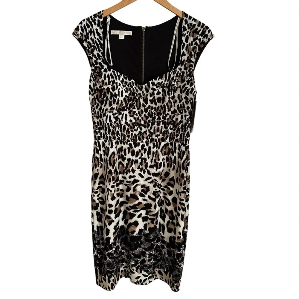 NWT Boston Proper Size 10 Leopard‎ Print Sheath Dress Lined Career Office New